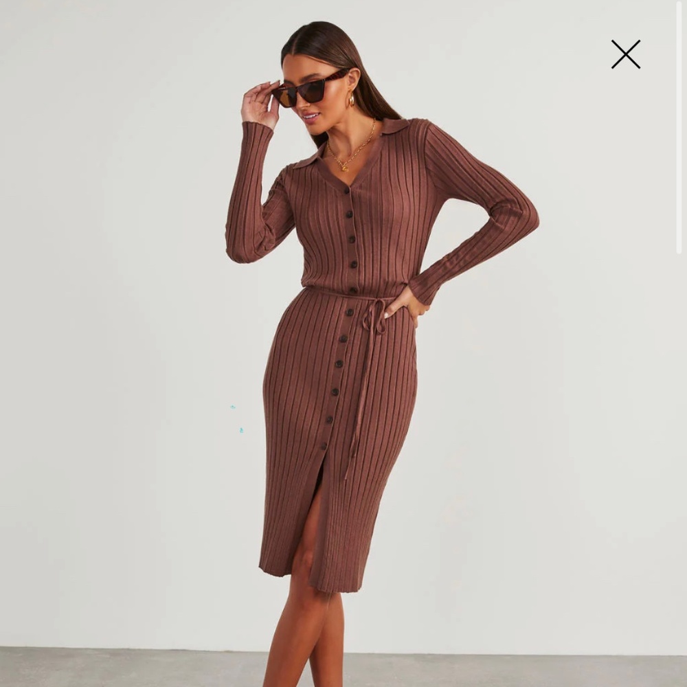 Vici Button Front Midi Sweater Dress